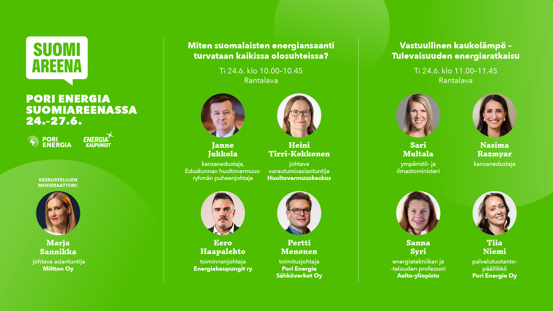 Vuoden 2025 Suomiareenan aikataulu