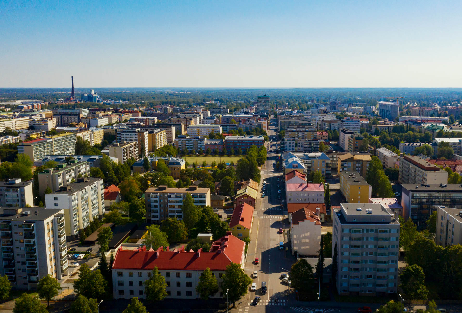 Porin keskusta kuvattuna ylhäältä